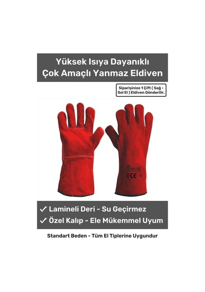 Deluxe Serisi Yanmaz Isıya Dayanıklı Eldiven Kaynak Yangın Için Su Geçirmez Çok Amaçlı Deri Eldiven
