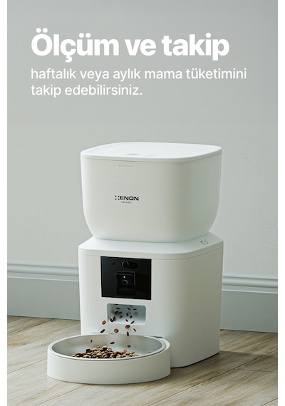 Akıllı Kedi Besleme Set Kamera Çelik Kase Sesli Kedi Mama Kabı, Otomatik Kablosuz Su Pınarı Şarjlı
