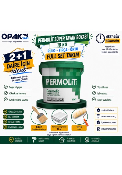 Permolit Süper Tavan Boyası 10 Kg Full Set Takım