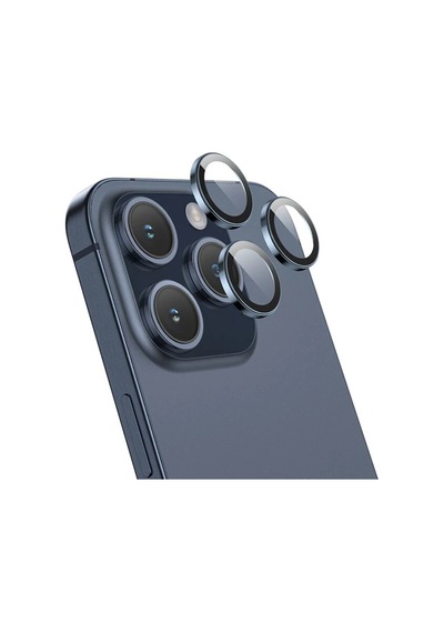 Hoco Crystal Clear iPhone Uyumlu 15 Pro-15 Pro Max Hd 3d Metal Çerçeveli Kamera Koruyucu Lens- 5775 Şeffaf