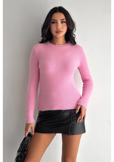 Noa & Noa Kadın Fit Kesim Uzun Kollu Triko Kazak Soft Edge Pembe