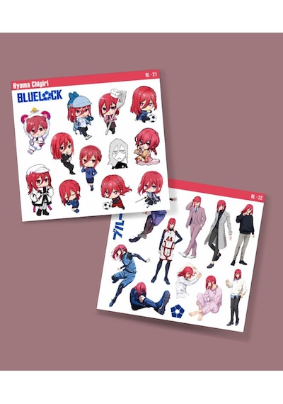 Blue Lock-hyoma Chigiri-bluelock-parlak Kağıt -2li Sticker Set-telefon Laptop Süsleme Kırmızı