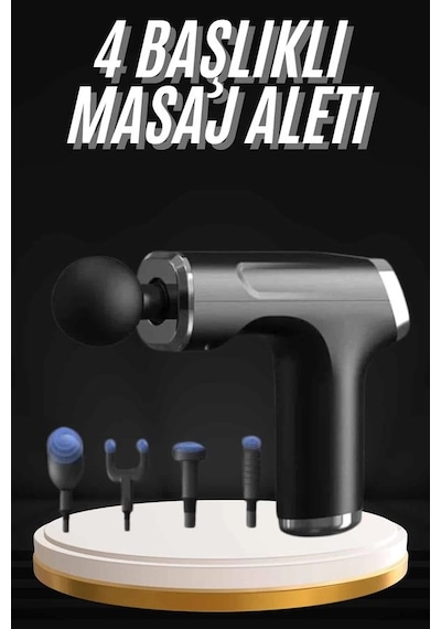 Şarjlı Masaj Tabancası 4 Başlıklı Mini Masaj Tabancası Ve Masaj Aleti Çok Renkli