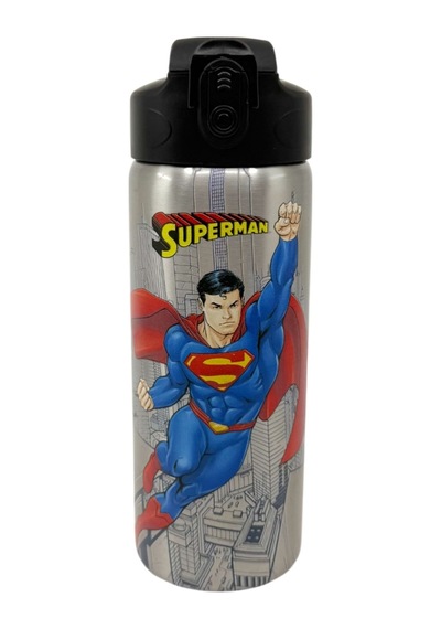 600ml Superman Lisanslı Pipetli Kilitlenebilir Kapak Paslanmaz Çelik Termos Matara Çok Renkli