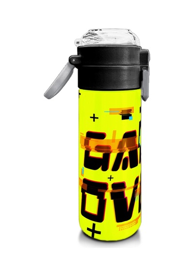 Coral High Kids Siyah Neon Sarı Game Over Desenli Pipetli Ve Direkt İçim Çelik Termos 500 Ml 31936 Neon