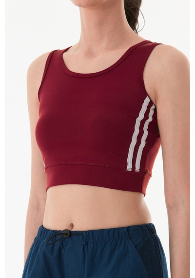 Fullamoda Yanları Şeritli Halter Yaka Büstiyer Bordo
