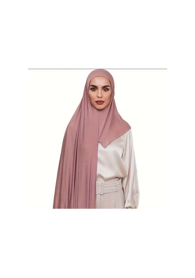 Ardün Hijab Hazır Pratik Penye Şal Geçirmeli Lüks Organik Şal Kaymaz Ve Rahat Kullanım Pembe - 695350845 Pembe