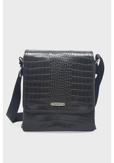 Kanuga Ysmn1973 Siyah Kroko Unisex Çapra Çanta Siyah Kroko