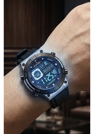 Naviforce Dijital Erkek Kol Saati Alarm Kronometre Metalik
