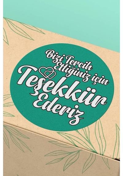 Teşekkür Ederiz Mint Yeşili Kargo Sticker 3x3cm St2159 Çok Renkli