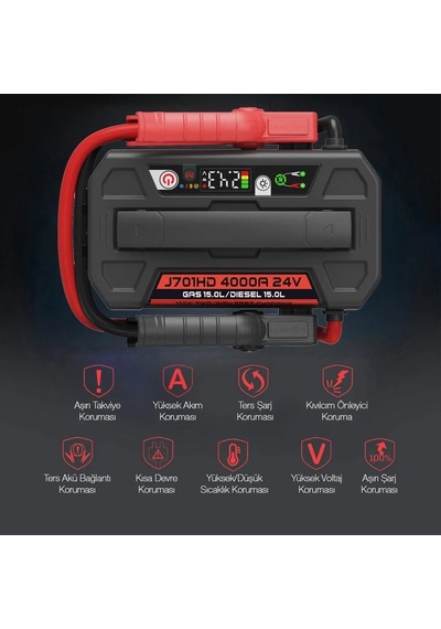 Lokithor J701hd 24v 4000amp Li-polimer Akıllı Akü + + Led Lamba