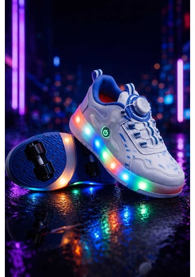 Elit Eyl034 Erkek Çocuk Rgb Led Işıklı Çıkarılabilir Tekerlekli Paten Ayakkabı Beyaz - Mavi Elit Eyl034 Erkek Çocuk Rgb Led Işıklı Çıkarılabilir Tekerlekli Paten Ayakkabı Beyaz - Mavi