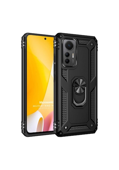 Xiaomi Mi 12 Lite İçin Kılıf Military Ring Holder Siyah Mi 12 Lite İle Uyumlu Kılıf - Siyah