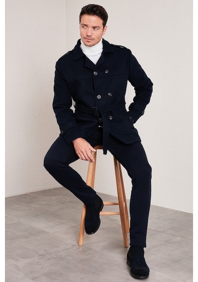 Buratti Slim Fit Cepli Pamuklu Kaşe Erkek Kaban 5841015 Lacivert