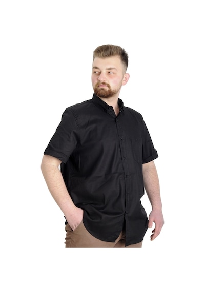 Mode Xl Büyük Beden Erkek Gömlek Gabardin Kısa Kol Tek Cep 23302 Siyah 001