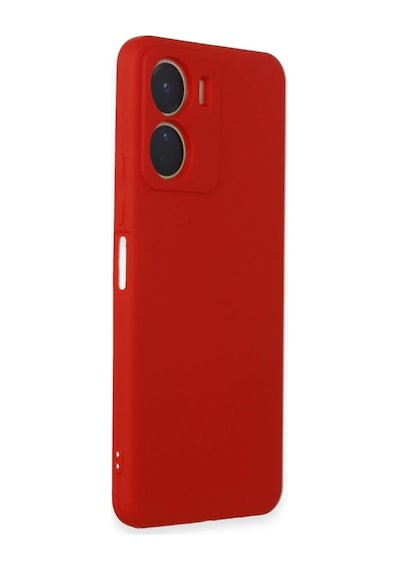 Vivo Y16 Kılıf First Silikon - Kırmızı Düz Renkli