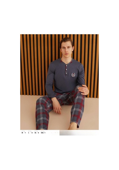 Pijamoni Erkek Süprem Uzun Kol İnce Pijama Takımı 6300 / 11 - 1 Adet 001