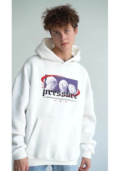 Startmore Unisex Pressure Sweatshirt Hoodie Beyaz Beyaz
