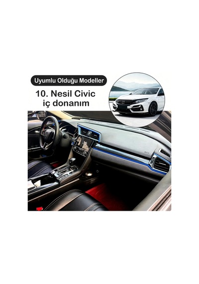 Honda Civic Fc5 Fk7 2016-2021 İçin 10. Nesil Panel Mavi Detay 5 P