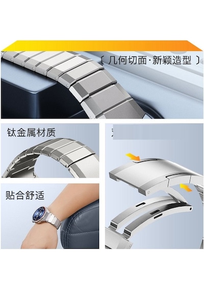 Huawei Watch Gt 6/5/4/3/2 Pro 46mm 22mm Kordon Metal Titanyum Saate 1e-1 Uyum+kısıltma Apratı