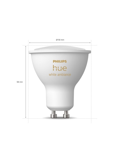 Philips HueWA 4.3W GU10 Akıllı Spot Ampul 2'li Ekopaket - Beyaz Ambiyans