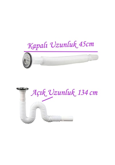 Körüklü Lavabo Hortumu Sifonu Pis Su Gider Borusu 45-134 Cm