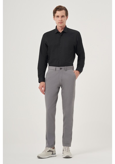 Morven Erkek Gri Yazlık Pamuk Yan Cep Slim Fit Chino Pantolon 25ys003011100 Gri