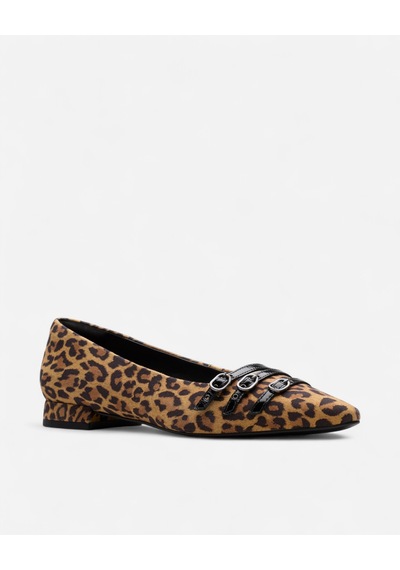 Clarks Sensa15 Strap Leopard Suede Kadın Kahverengi Babet 26183127 Kahverengi