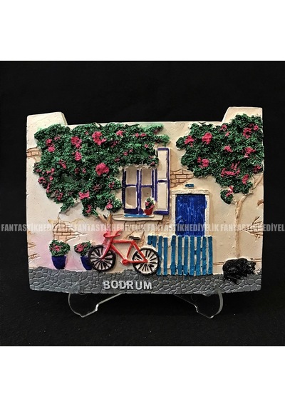Bodrum Evi Sokak Begonvil Kabartmalı Duvar Masaüstü Pano Tablo