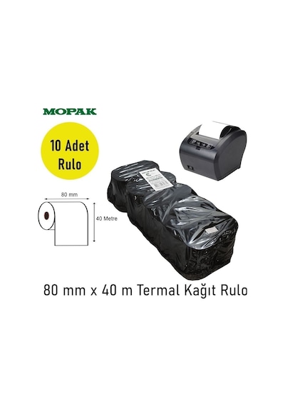 80x40 Termal Rulo Adisyon Yazarkasa Pos Fiş Bilgi 80 40 Yemek Fişi Termal Rulosu 1paket 10rulo