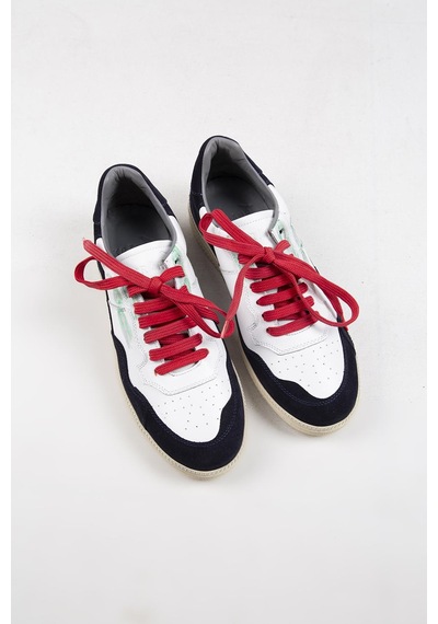 Krahe Artemis Erkek Hakiki Deri Eskitme El Boyamalı Bağcık Ve Iki Yedek Bağcıklı Beyaz-Laci Sneakers 001