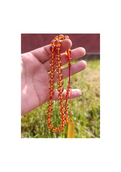 Sıkma Kehribar Tesbih 12 Mm Sıralı Sistem Püsküllü Usta İşçilik Hediyelik Ahşap Kutulu Şık Tasarım Sarı - 878933890 Sarı - 878933890 Sarı