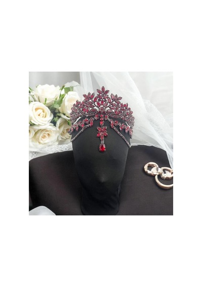 Alınlıklı Gelin,kına,nişan,söz,after,bride,party Taç Bordo - 729058635 Bordo
