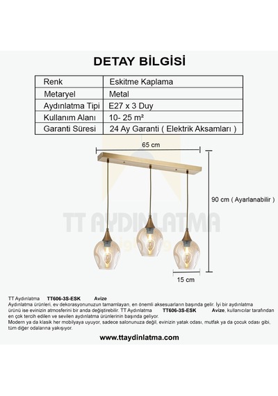 Tt606-3s-fullesk Tt Ayd.full Eskitme Kaplama 3 Lü Basık Camavize Eskitme - Bal Cam