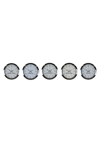 Silver Roma Prestige 5 Li Krom 36 Cm Metal Dünya Duvar Saati Diğer