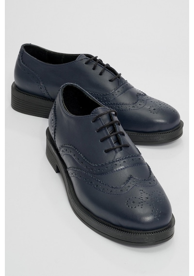 Luvishoes Avra Laci Cilt Hakiki Deri Kadın Oxford Ayakkabı Lacivert