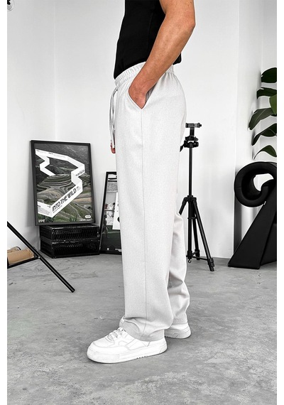 Açık Gri Dokulu Soft Jogger Pantolon Açık Gri