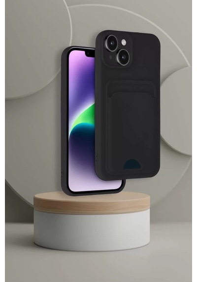 Apple iPhone Uyumlu 14 Kılıf Kelvin Kartvizitli Silikon - Siyah Çok Renkli