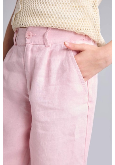 Defacto %100 Keten Wıde Leg Geniş Paça Pembe Pantolon Kız Çocuk H1900a826smpn440 Pembe-pn440