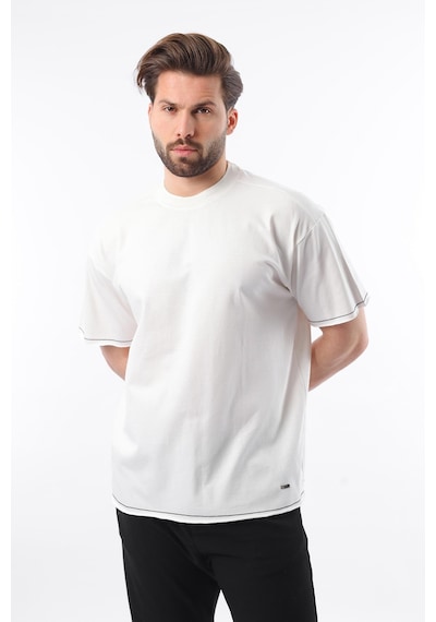 Madmext Madmext Ekru Bisiklet Yaka Basic Erkek Tişört E7105 Ekru