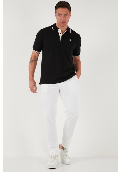 Buratti Pamuklu Slim Fit Şerit Detaylı Düğmeli Polo Yaka 3'Lü Paket Erkek T Shirt 5902118S3 Siyah-Beyaz-Lacivert-Bordo-Elma Yeşili-Beyaz