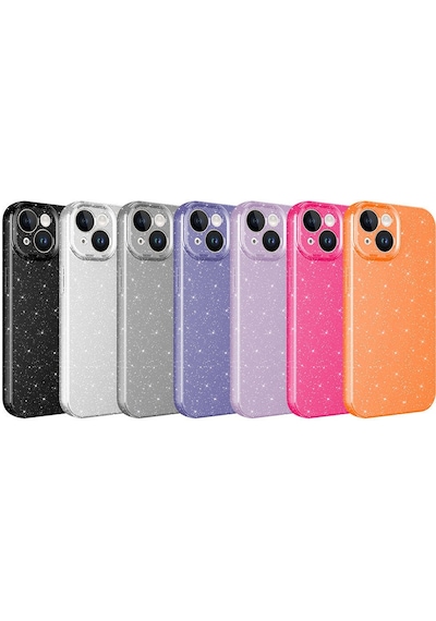 Apple Uyumlu iPhone 15 Kılıf Kamera Korumalı Simli Lüks Koton Kapak