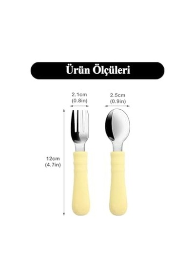 Silikon Saplı Paslanmaz Çelik Bebek Kaşık Çatal Seti Pembe Genel