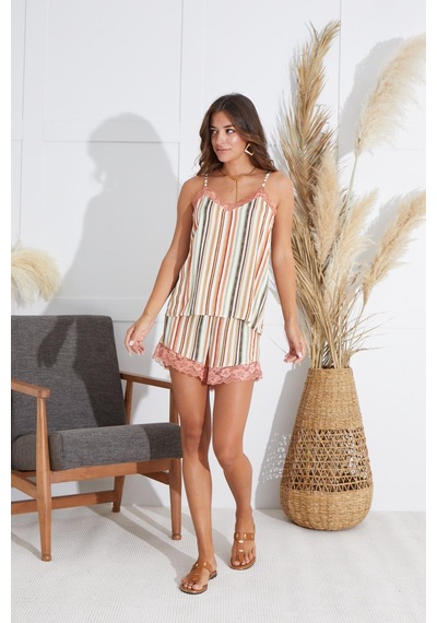 Sevim Kadın İnce Askılı Çizgili Şortlu Pijama Takım C7t3n5o51 001 Sevim Kadın İnce Askılı Çizgili Şortlu Pijama Takım C7t3n5o51 001