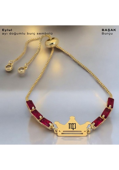 Eylül Ayı Doğumlarına Kırmızı Taş Desenli Taç Motifli 14 Ayar Altın Plakalı Hediye Bileklik-496ay Eylül Eylül Ayı Doğumlarına Kırmızı Taş Desenli Taç Motifli 14 Ayar Altın Plakalı Hediye Bileklik-496ay Eylül
