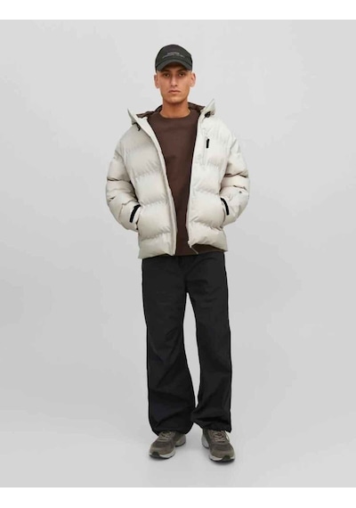 Jack & Jones Jack&jones Sweep 12238998 Kapüşonlu Erkek Şişme Mont Bej