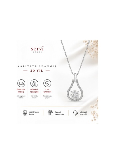 Servi 925 Ayar Gümüş Damla Mozanit Kolye-28