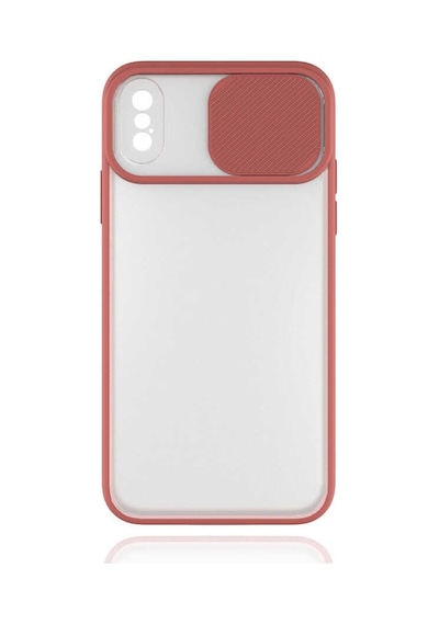Kilifone - Apple Uyumlu iPhone Xs 5.8 - Kılıf Slayt Sürgülü Arkası Buzlu Lensi Kapak - Pembe Açık