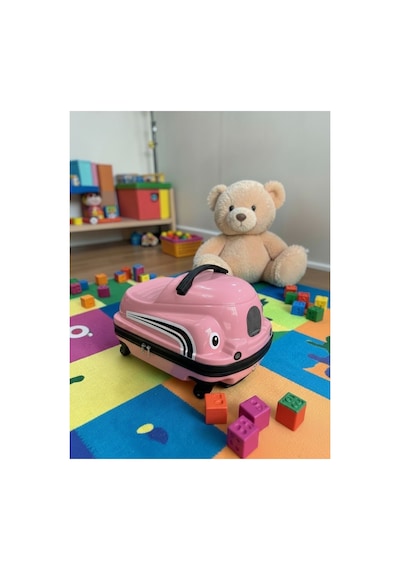 Aresshop Araba Valiz Çocuk Çanta Cocuk Araba Valız Pembe