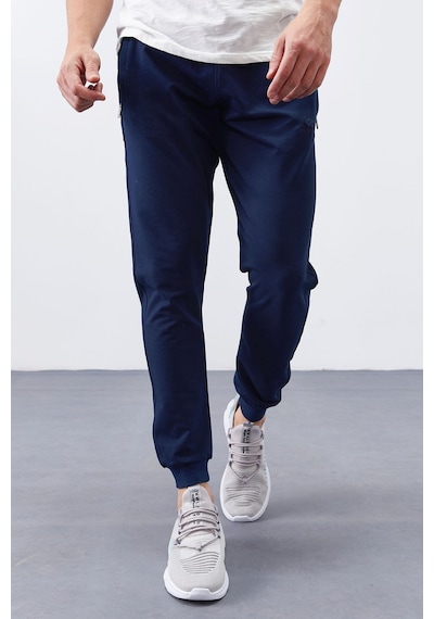 Tommy Life İndigo Fermuar Cepli Dar Kalıp Jogger Erkek Eşofman Alt - 84343 İndigo